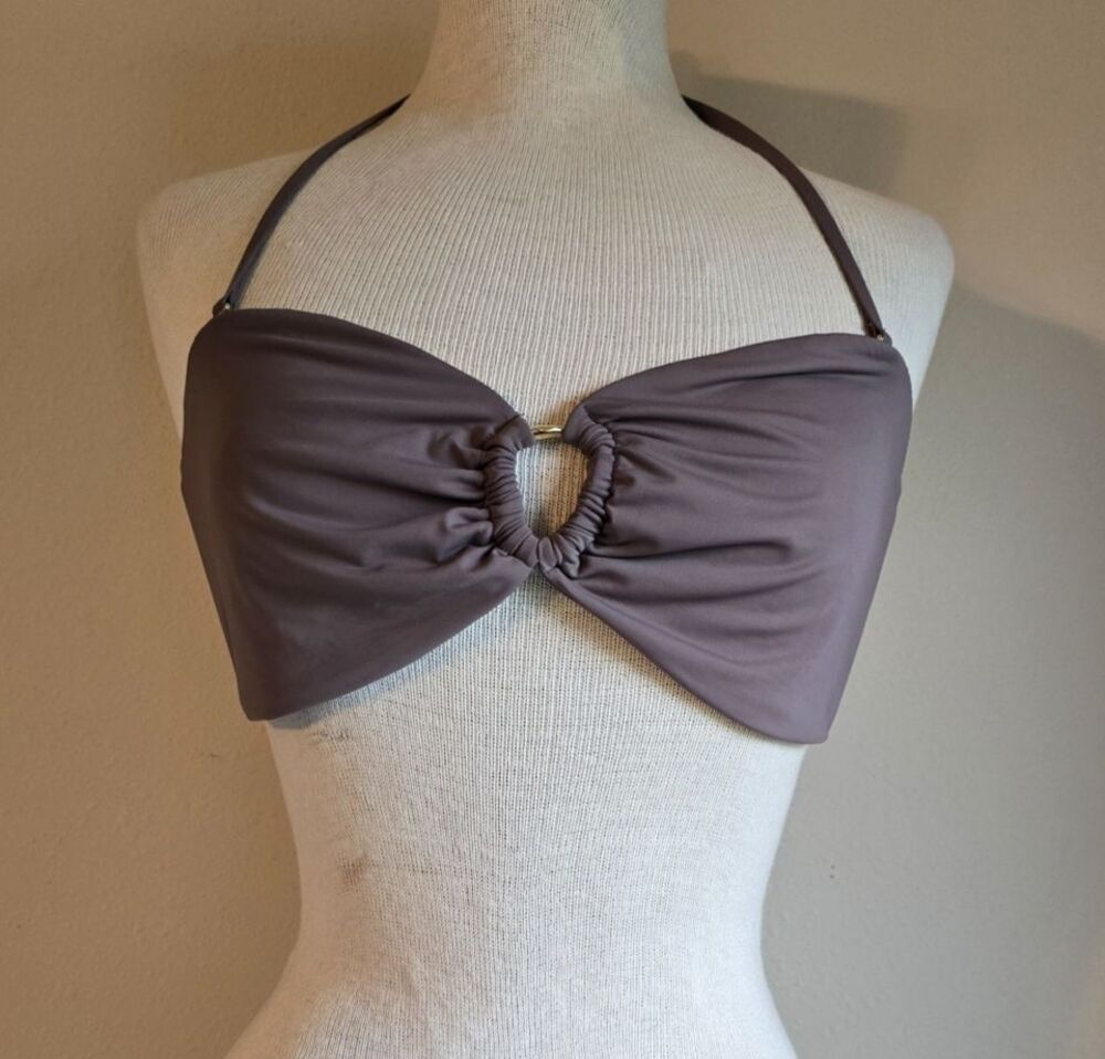 NEW Riot Swim Pyla Bikini Top in mystic taupe mauve size large NWOT